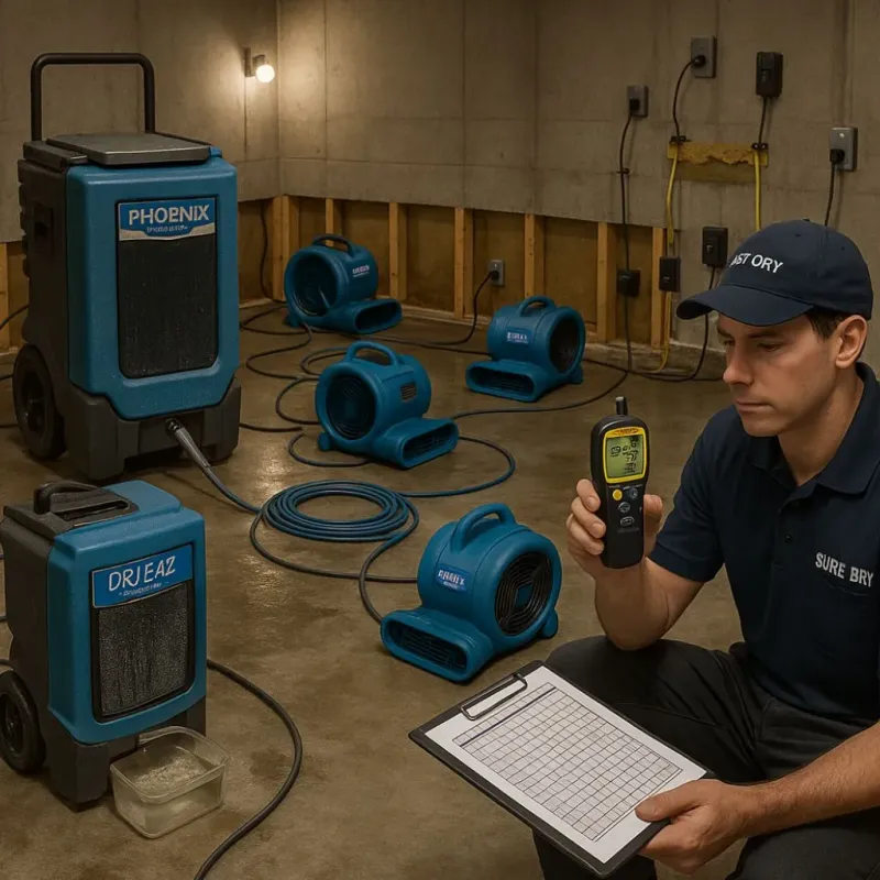 Structural Drying and Dehumidification process in Farmerville, LA